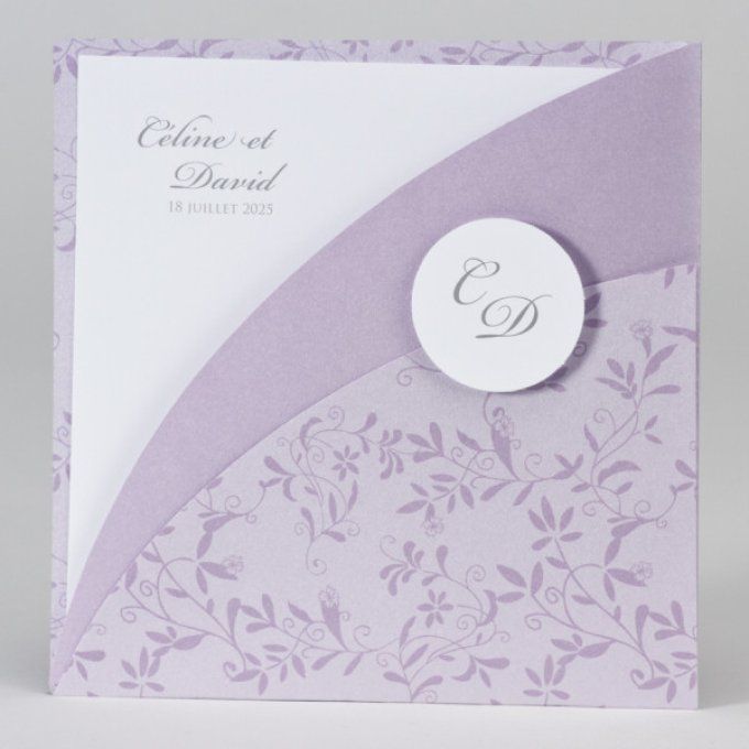 Faire-part fleurs mauve 