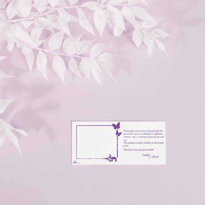 Cartes de remerciement papillon violet