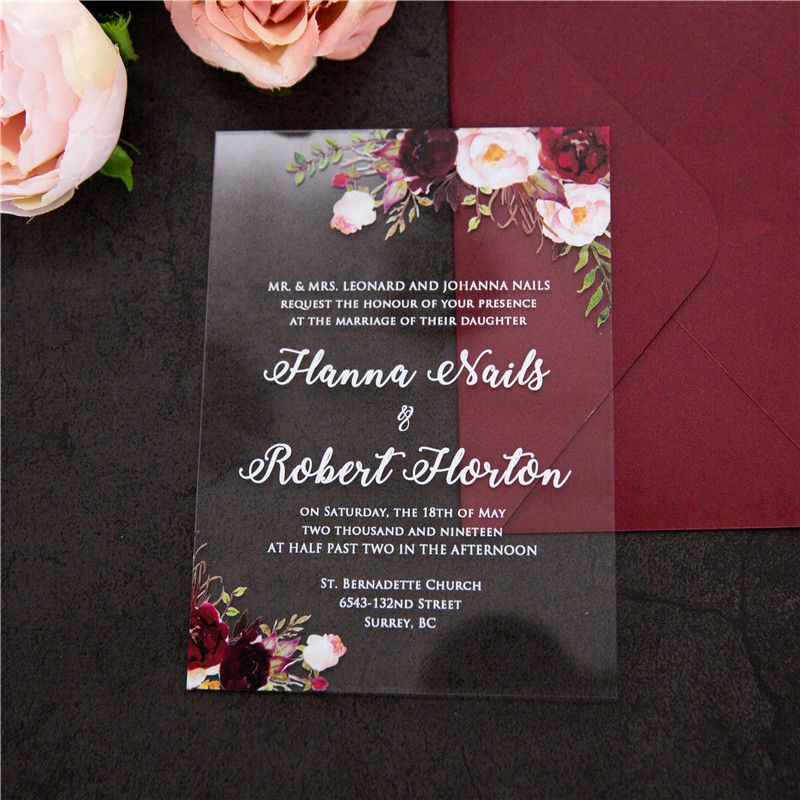 Faire-part plexiglass fleuri