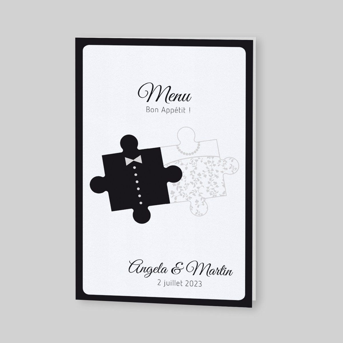 Menu de mariage thème puzzle Evicreations