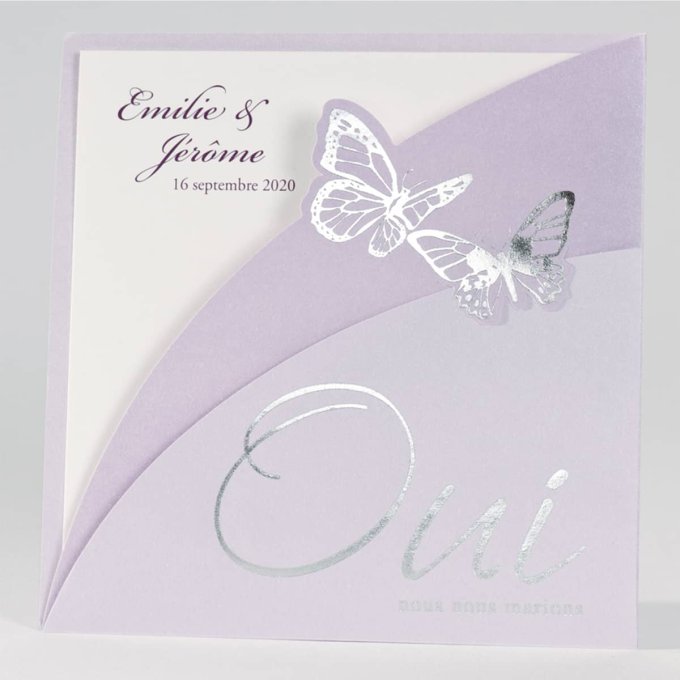 Urgence : Faire-part papillons « oui » violet