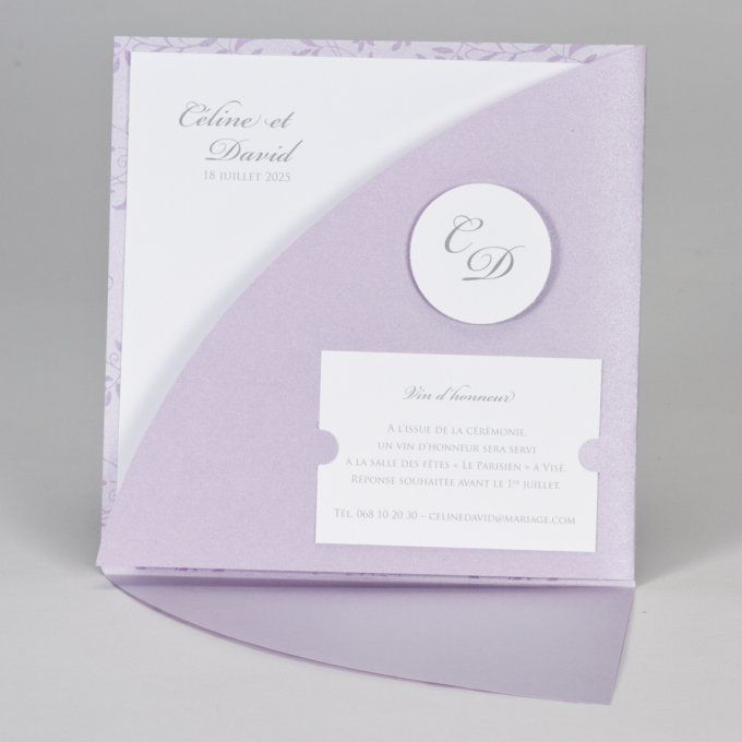 Faire-part fleurs mauve 