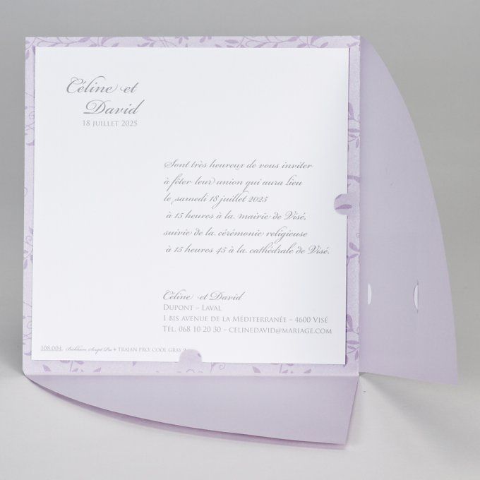 Faire-part fleurs mauve 