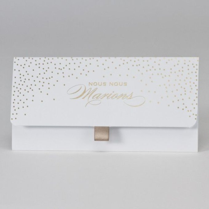 Urgence : Faire-part pochette blanc doré