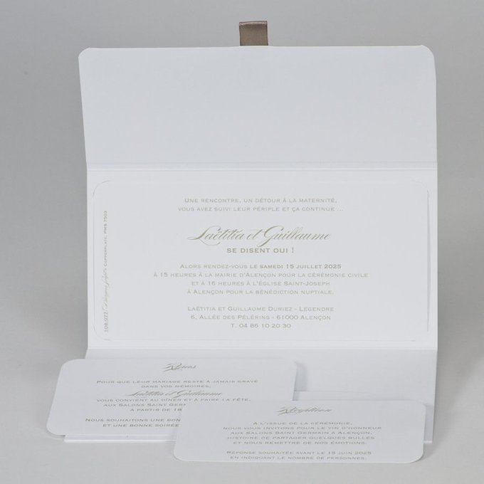 Urgence : Faire-part pochette blanc doré
