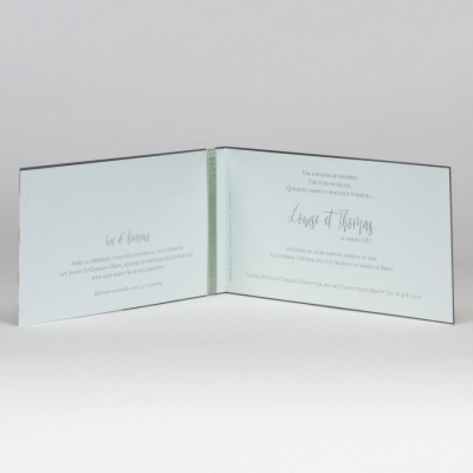 Faire-part long gris menthe