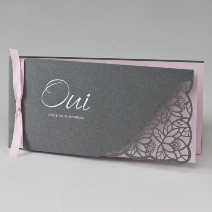 Urgence : Faire-part long gris rosé