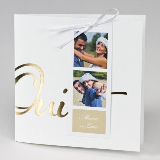 Faire-part photos « oui » doré