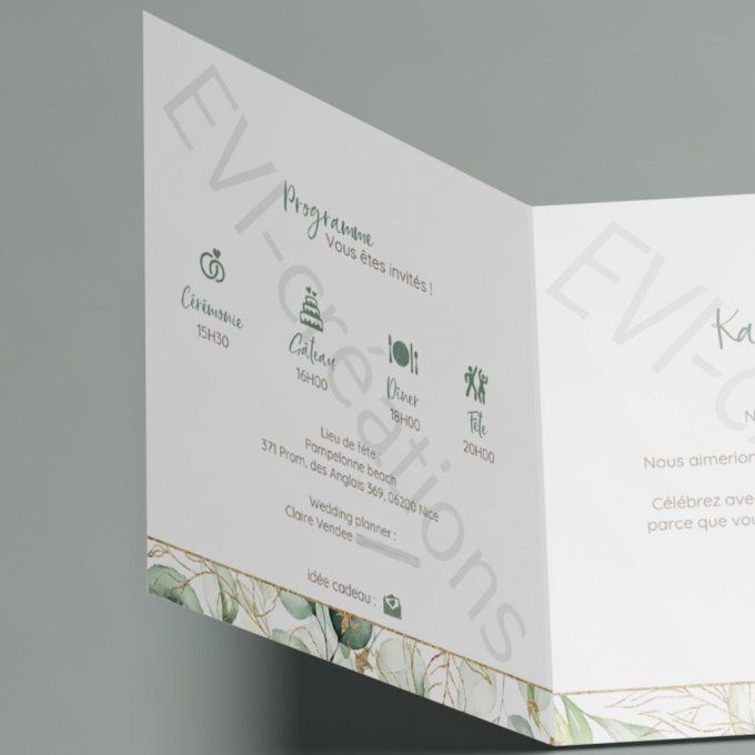 Faire-part de mariage design botanique