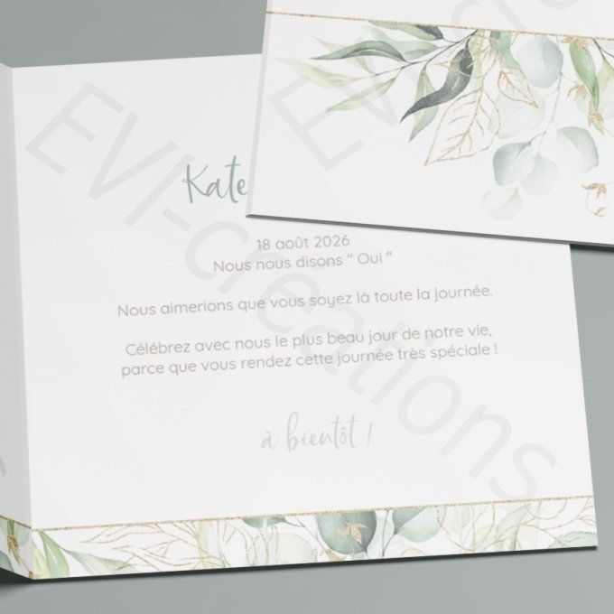 Faire-part de mariage design botanique