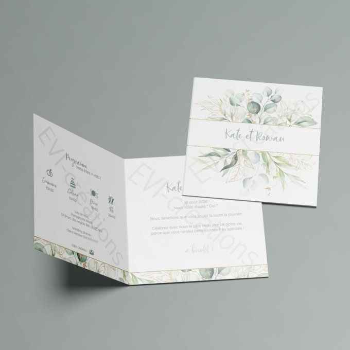 Faire-part de mariage design botanique