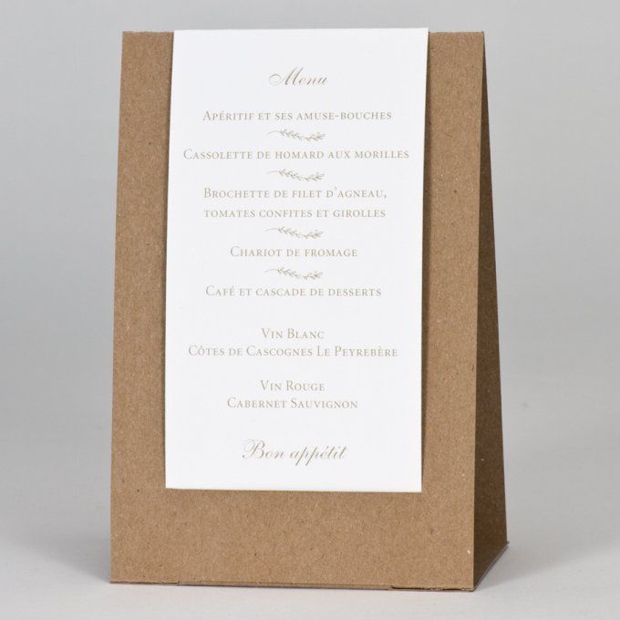 Menu de mariage collection lianes kraft