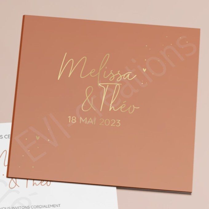 Faire part de mariage rouille et or