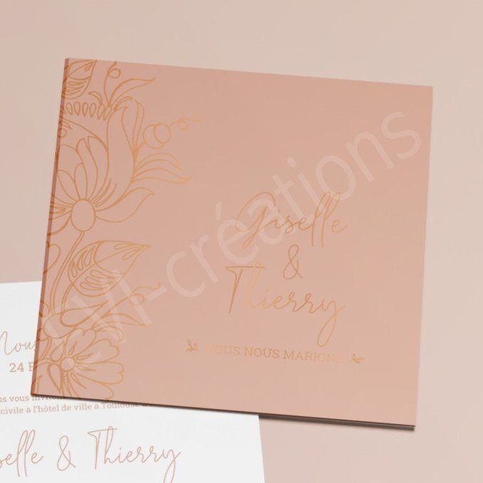 Faire-part de mariage motif floral chic