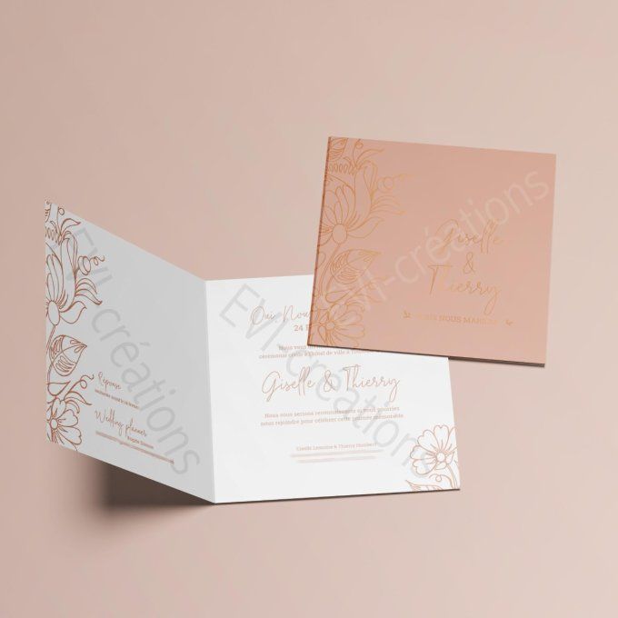 Faire-part de mariage motif floral chic