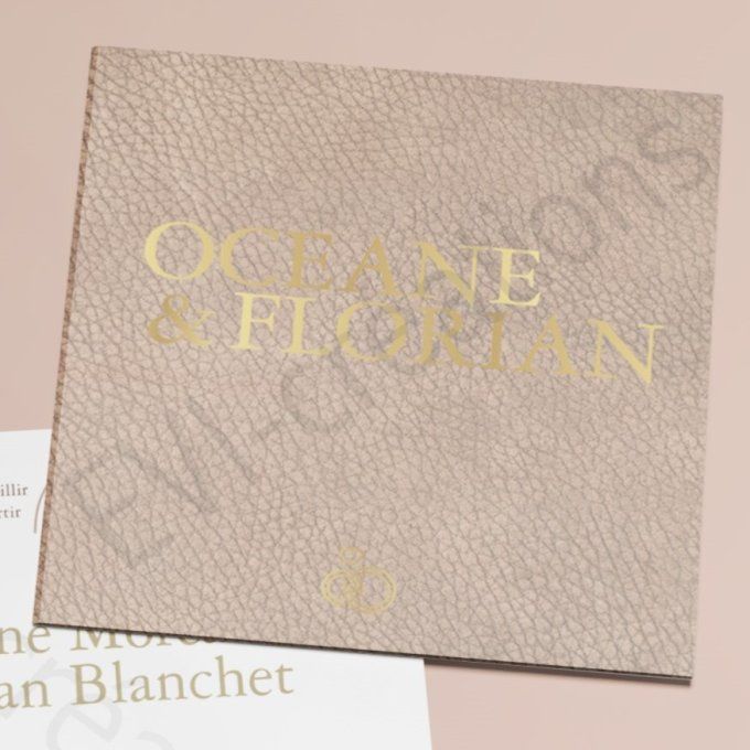 Faire part de mariage cuir et doré