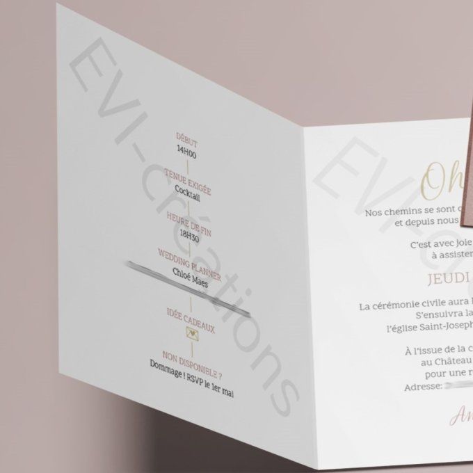 Faire-part de mariage texturé velours