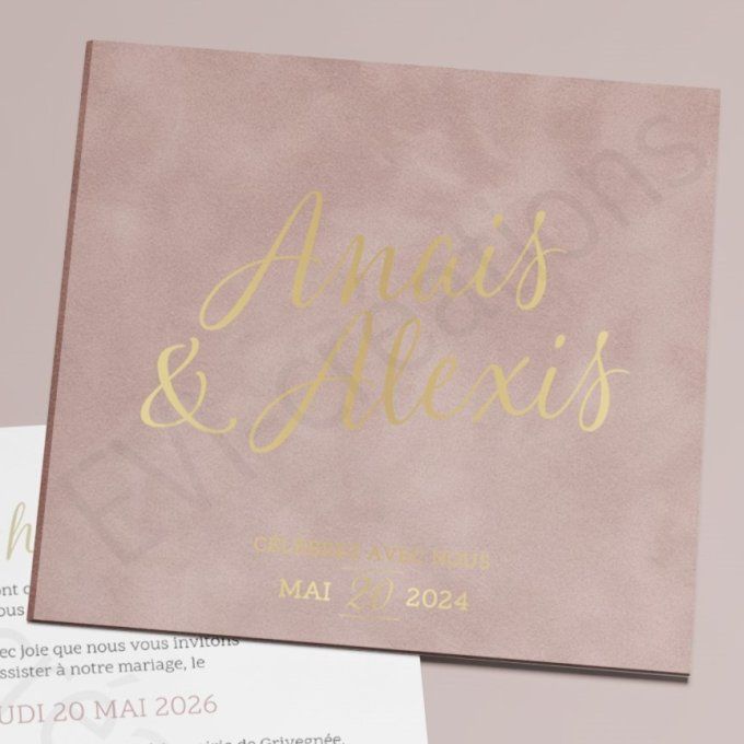 Faire-part de mariage texturé velours