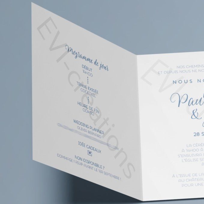 Faire part de mariage ciel bleu