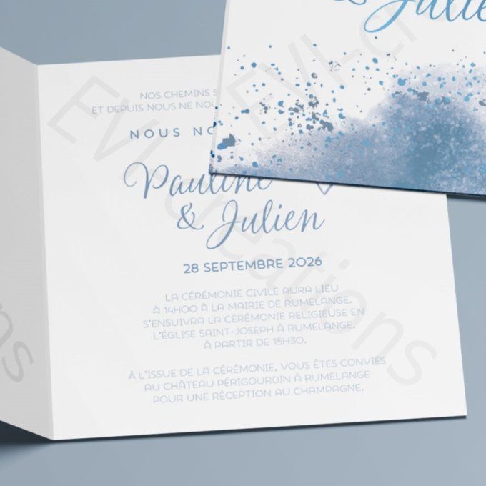 Faire part de mariage ciel bleu