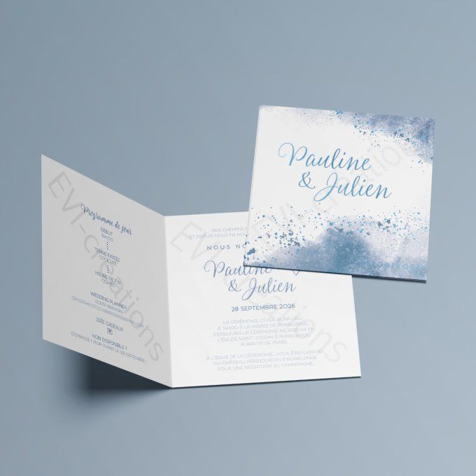 Faire part de mariage ciel bleu
