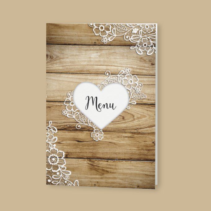 Menu de mariage collection bois fleuri