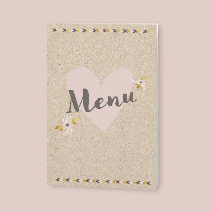 Menu de mariage collection lettre d'amour