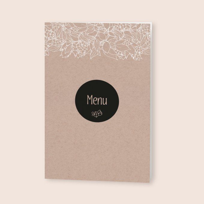 Menu de mariage collection kraft fleurs