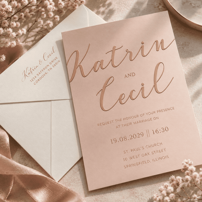 Faire-part plexiglass miroir rose gold