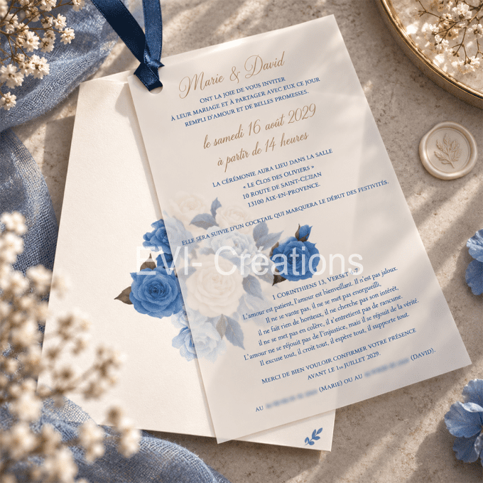 Faire-part calque "La rose bleue"