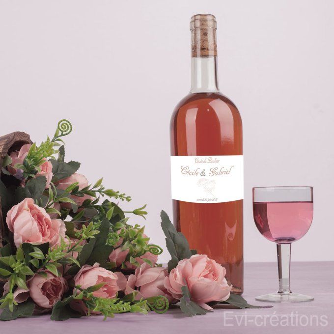 Etiquette bouteille tout en rose