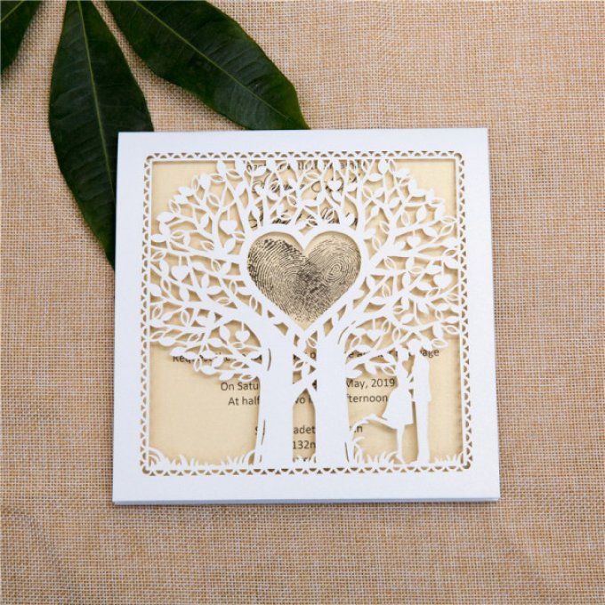  Faire-part dentelle arbre d'amour