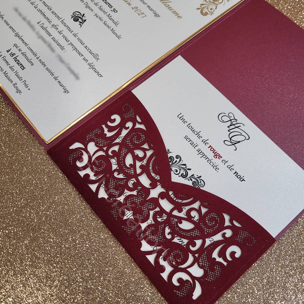 Pochette sales bordeaux mariage