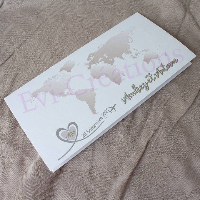 Faire-part pochette billet d'avion