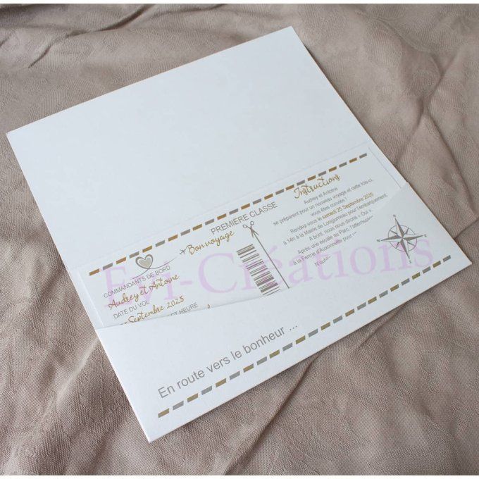 Faire-part pochette billet d'avion