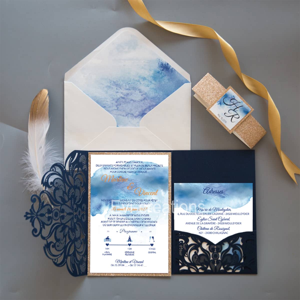 Stickers pour enveloppes mariage Feuille aquarelle