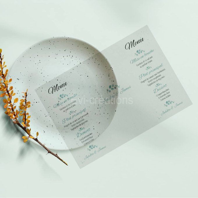 Menu de mariage eucalyptus