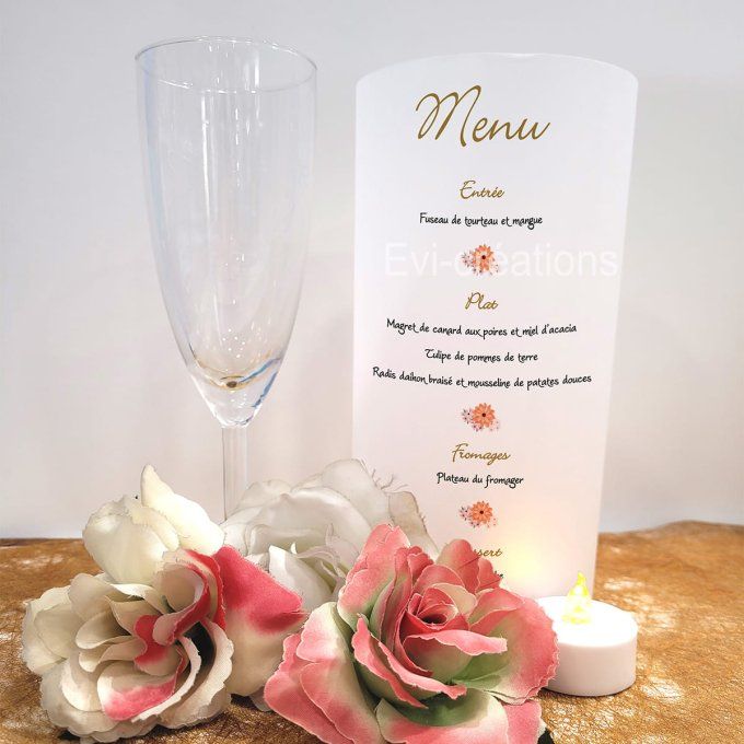 Menu de mariage aquarelle fleurie