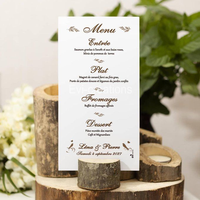 Menu de mariage arbre de vie