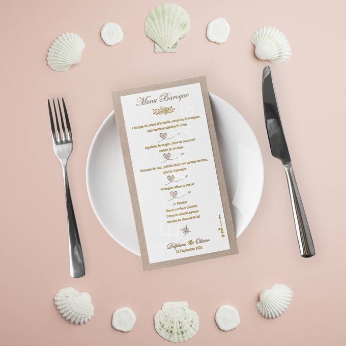 Menu de mariage collection voyage