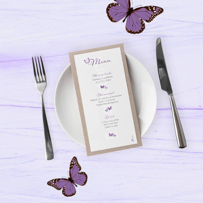 Menu de mariage papillon