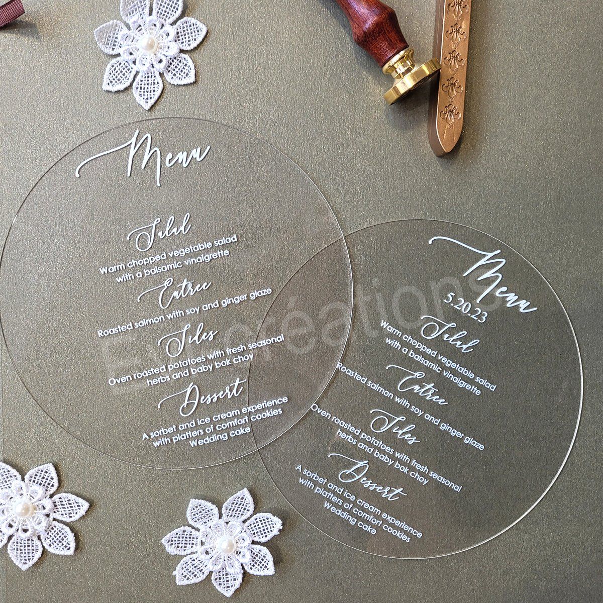 Menu plexiglass souple rond