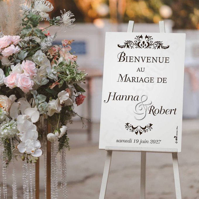 Panneau de bienvenue arabesques romantique