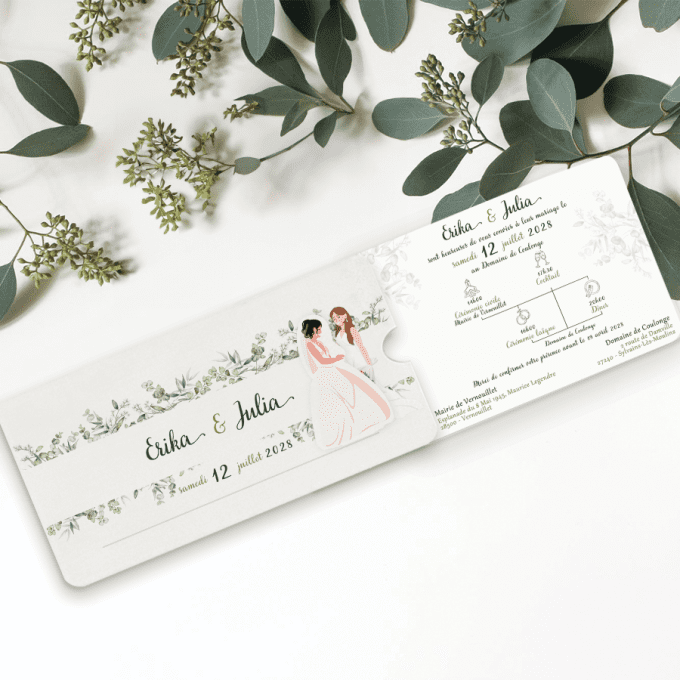 Faire-part tirette Sauge